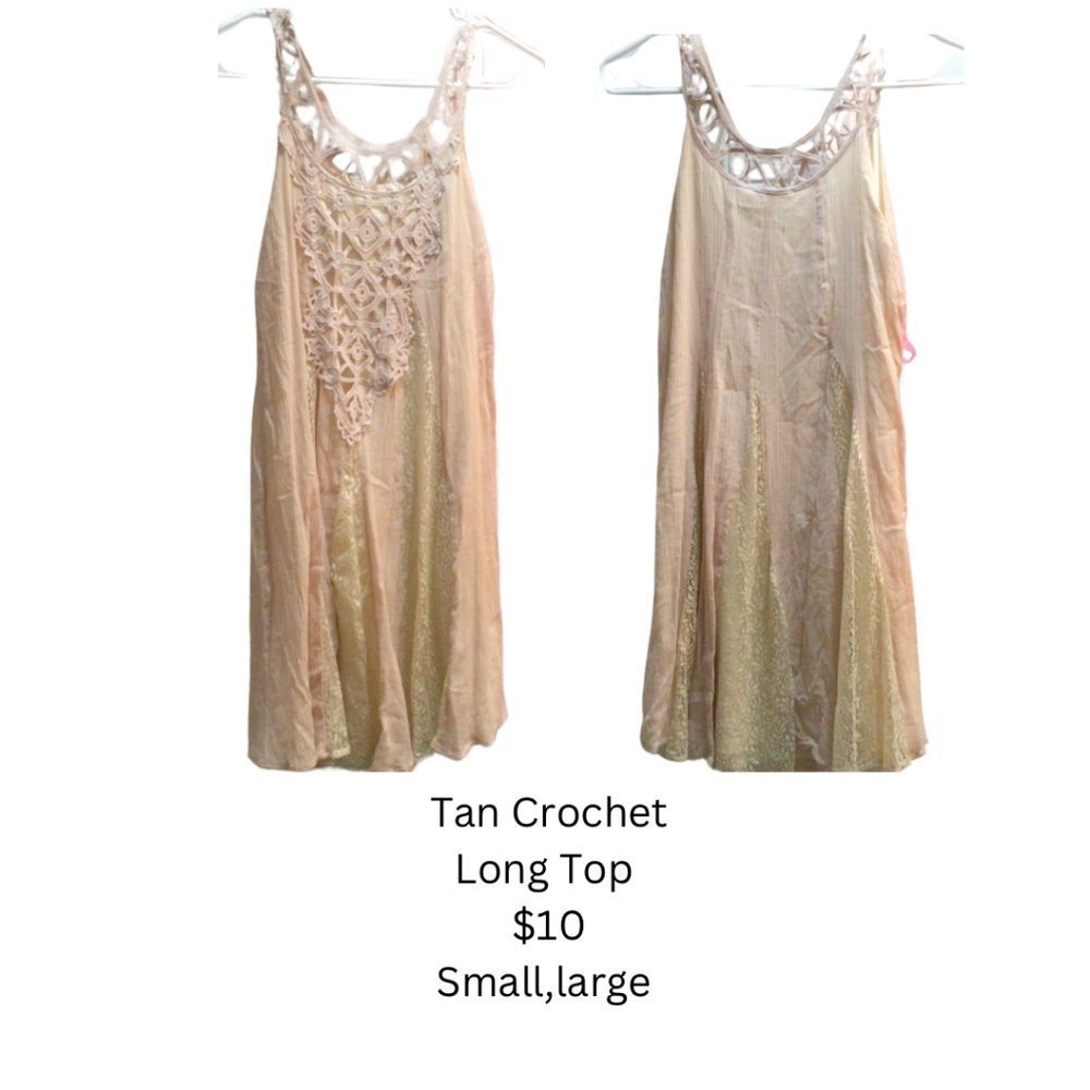 Ryu Crochet and Lace Cream Long Top. Size Small and Large